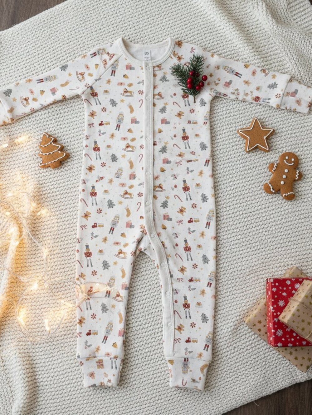 Rylee + Cru Festive Nutcracker Long John Pajamas — 3–6 Months